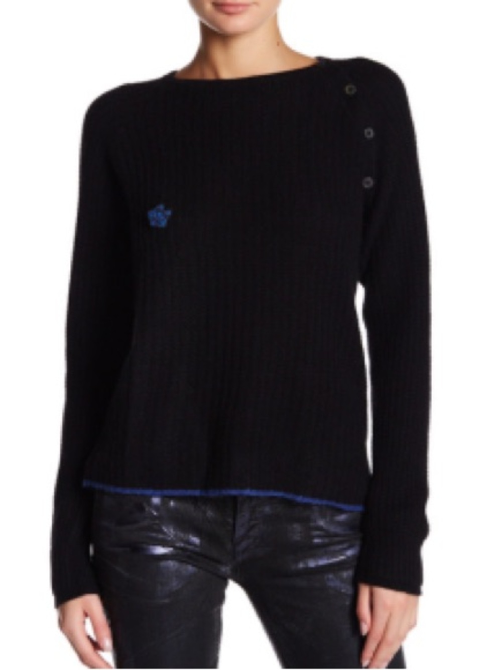 Zadig & Voltaire Reglis New Pointelle Cashmere Sweater in Black - M